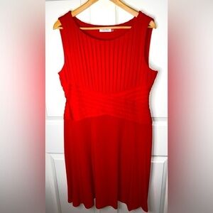 Calvin Klein Red Sheath Midi Dress Size 14, Formal